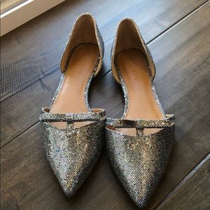 New J. Crew Sloan Glitter D’Orsay flats w mini bow